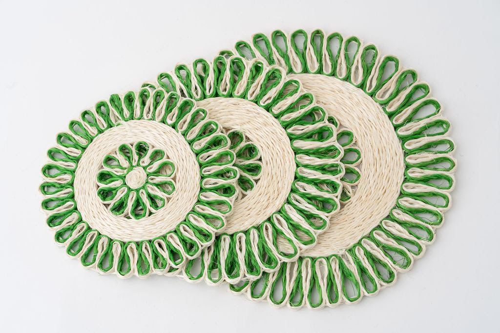 Handwoven Seagrass Placemat | Trivet | Green | 16 inches