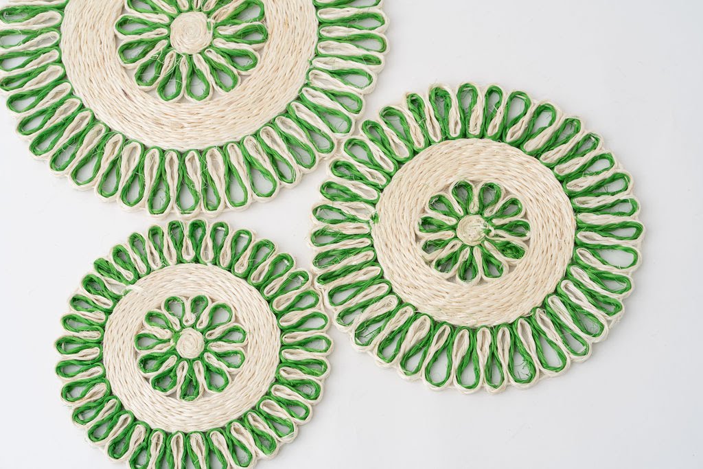 Handwoven Seagrass Placemat | Trivet | Green | 16 inches