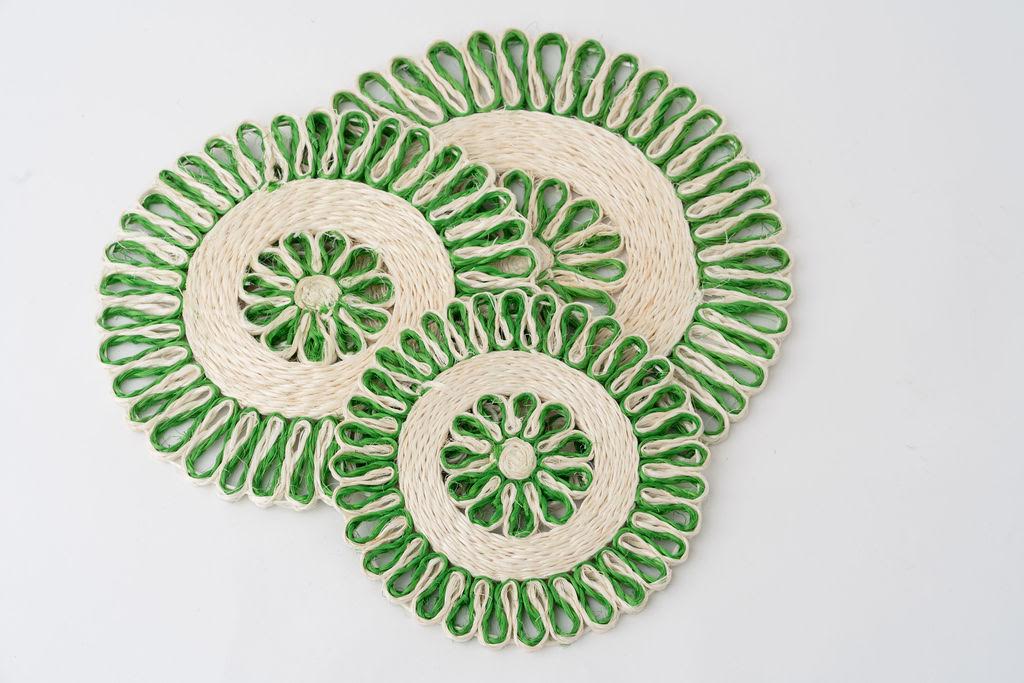 Handwoven Seagrass Placemat | Trivet | Green | 8 inches