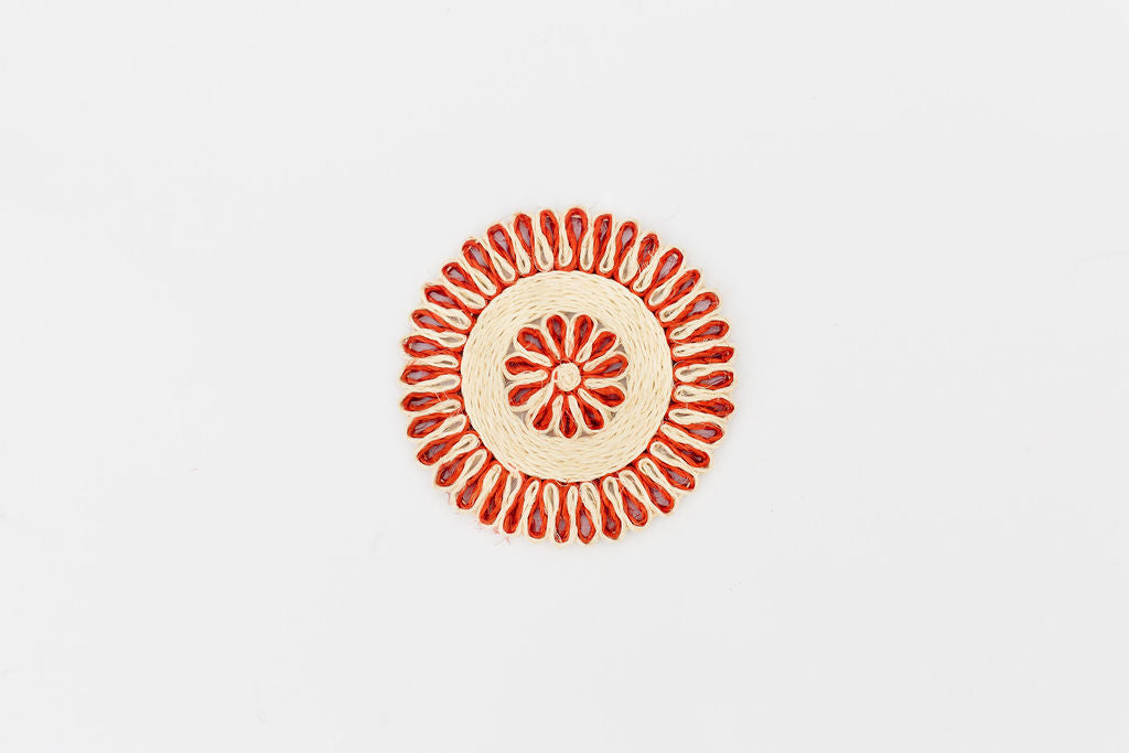Handwoven Seagrass Placemat | Trivet | Red | 8 inches