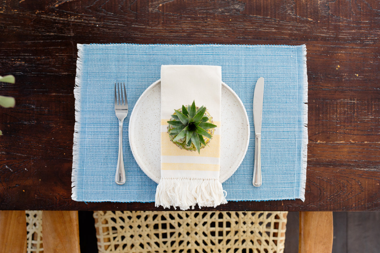 Housewarming Gifts | Yellow round tray & Napkins