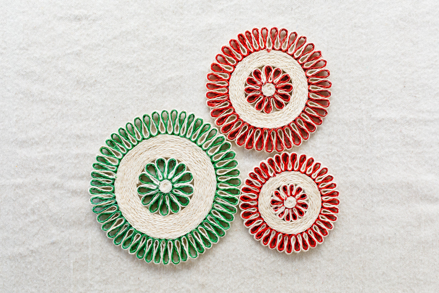 Handwoven Seagrass Placemat | Trivet | Green | 16 inches