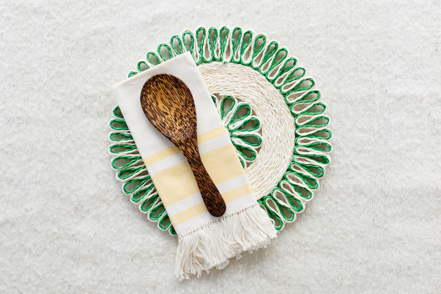 Handwoven Seagrass Placemat | Trivet | Green | 16 inches