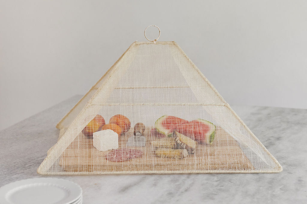 Handmade Collapsible Woven Food Tent | Cream | Mixed Size