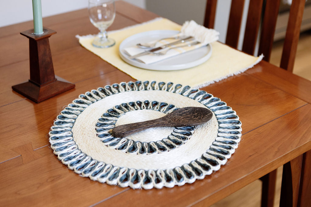 Handwoven Seagrass Placemat | Trivet | Charger | 16" | Grey