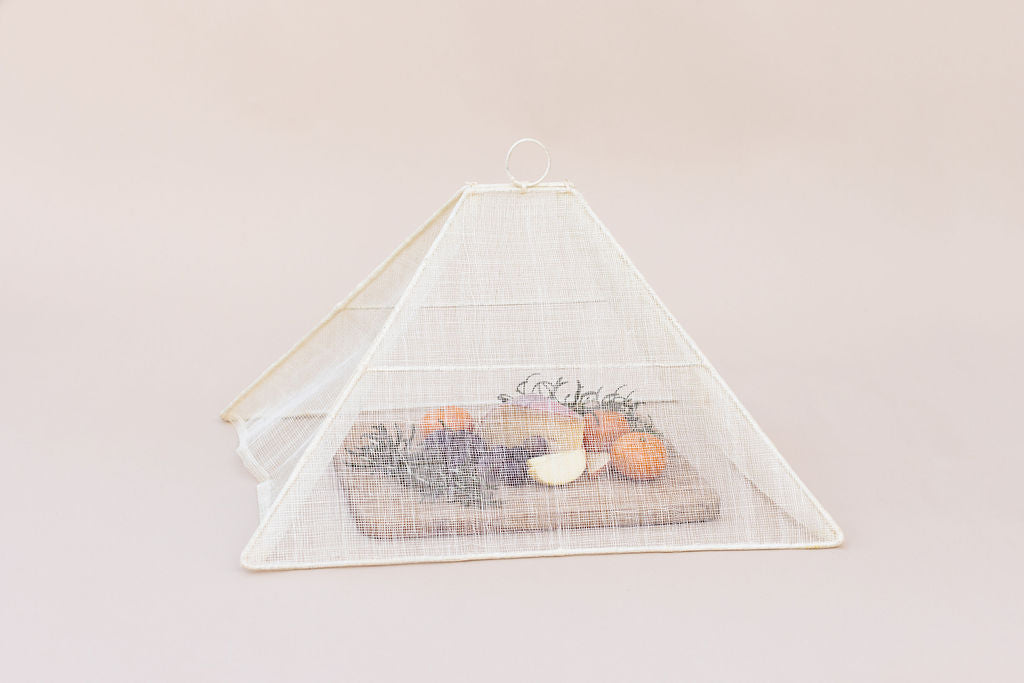 Handmade Collapsible Woven Food Tent | Cream | Mixed Size