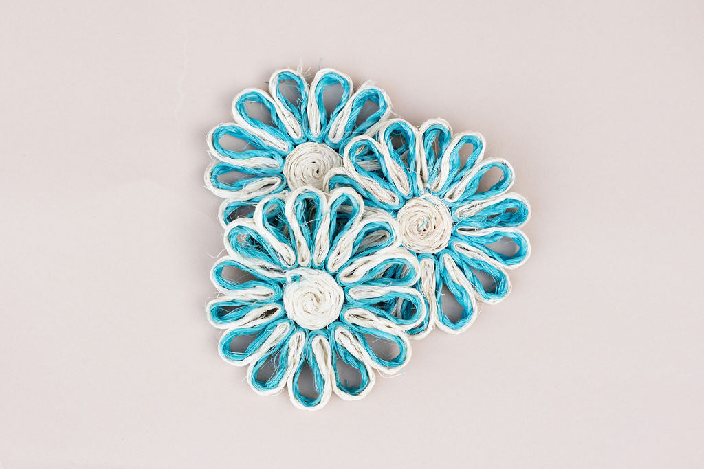 Handwoven Seagrass Coasters I Aqua