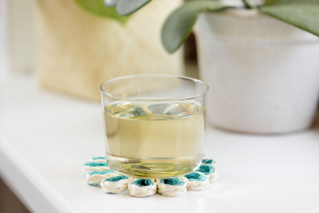 Handwoven Seagrass Coasters I Aqua