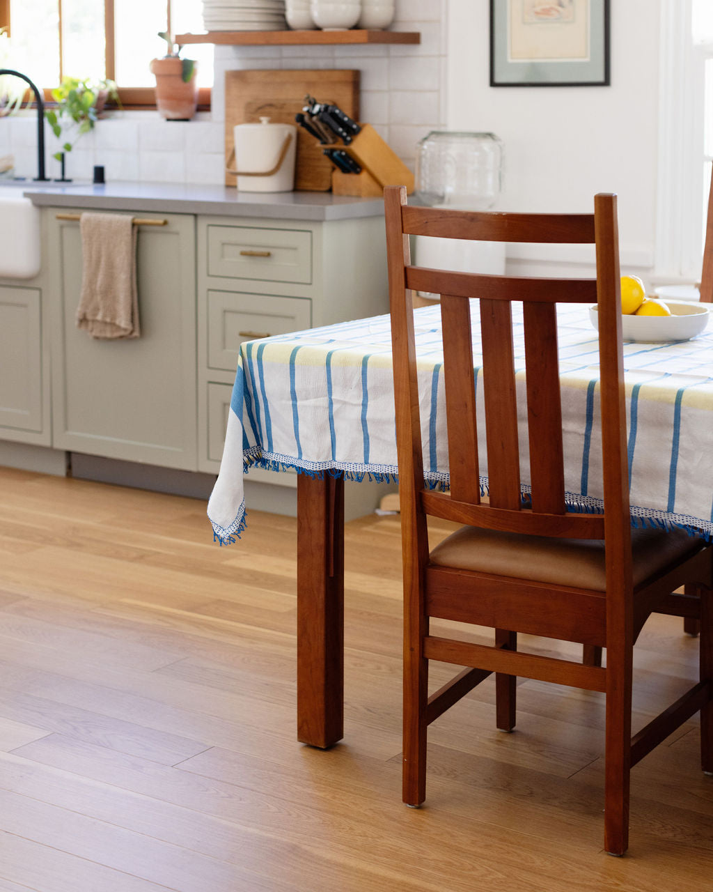 Inabel Woven Tablecloth | Blue Stripes