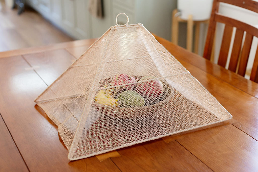 Handmade Collapsible Woven Food Tent | Natural Rose | Mixed