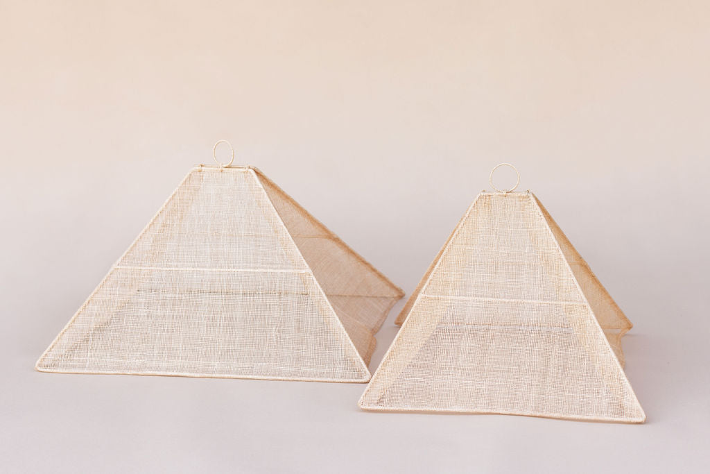 Handmade Collapsible Woven Food Tent | Natural Rose | Set of 2