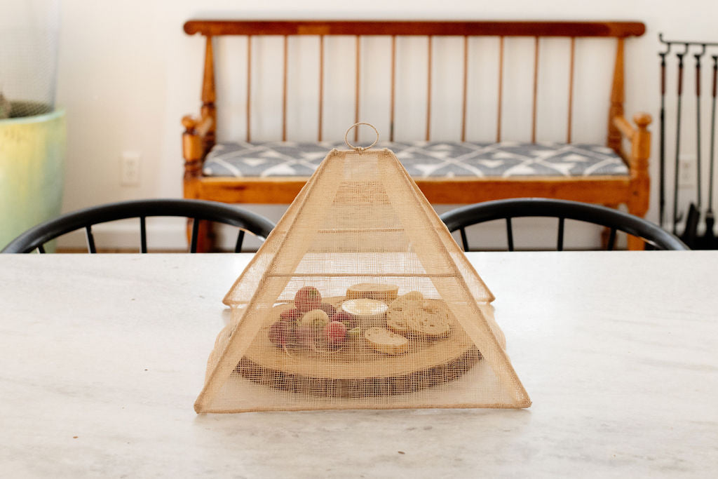 Handmade Collapsible Woven Food Tent | Natural Rose | Small | Set of 2