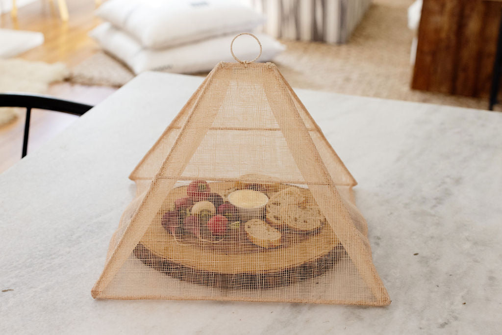 Handmade Collapsible Woven Food Tent | Natural Rose | Small