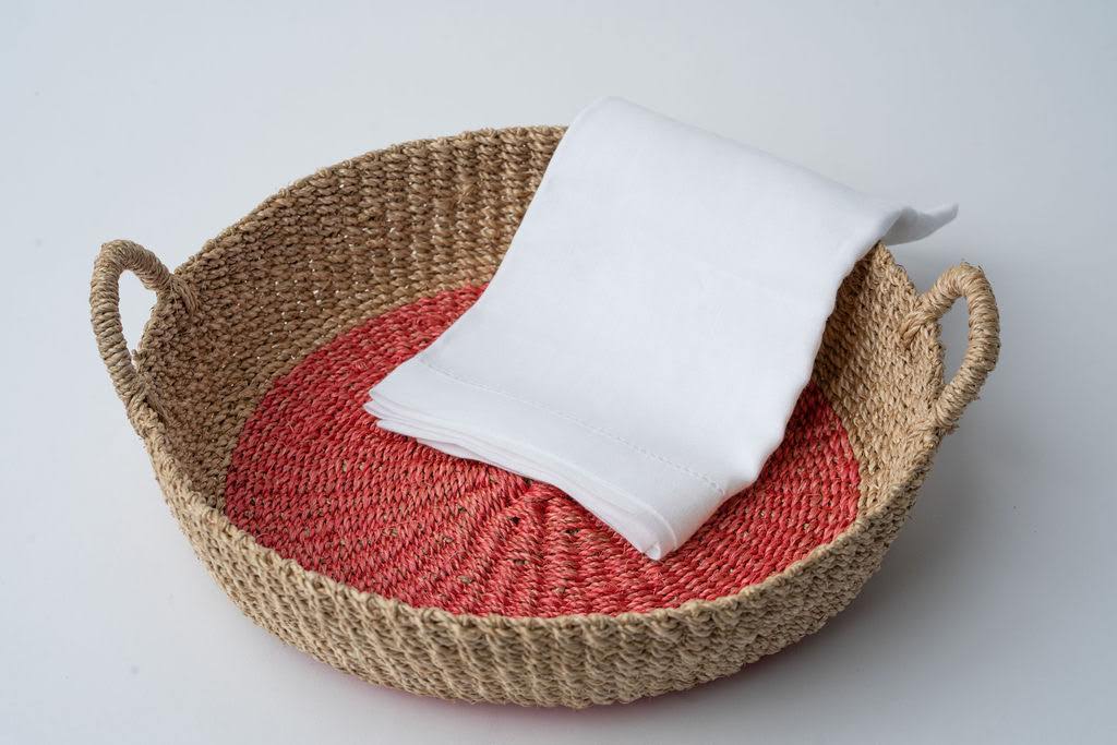 Woven Round Tray I Pink