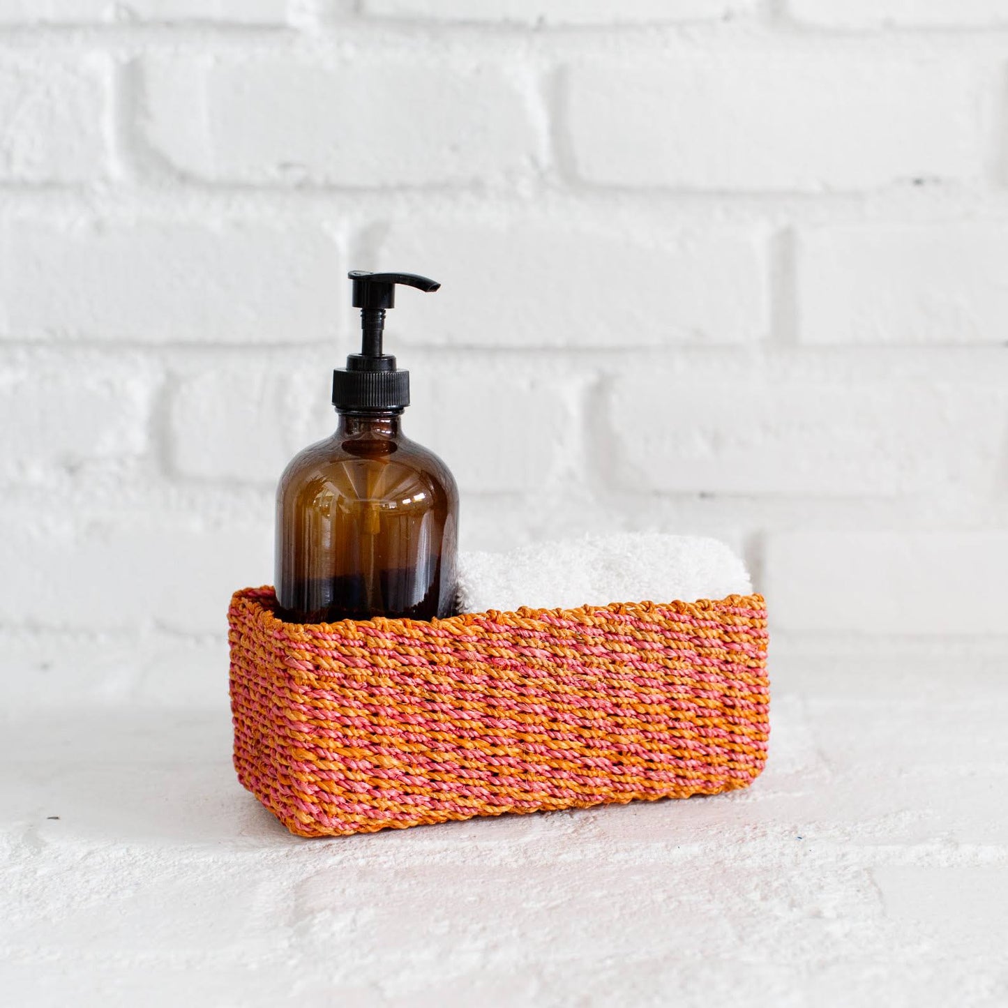 Abaca Storage Tray | Orange Pink