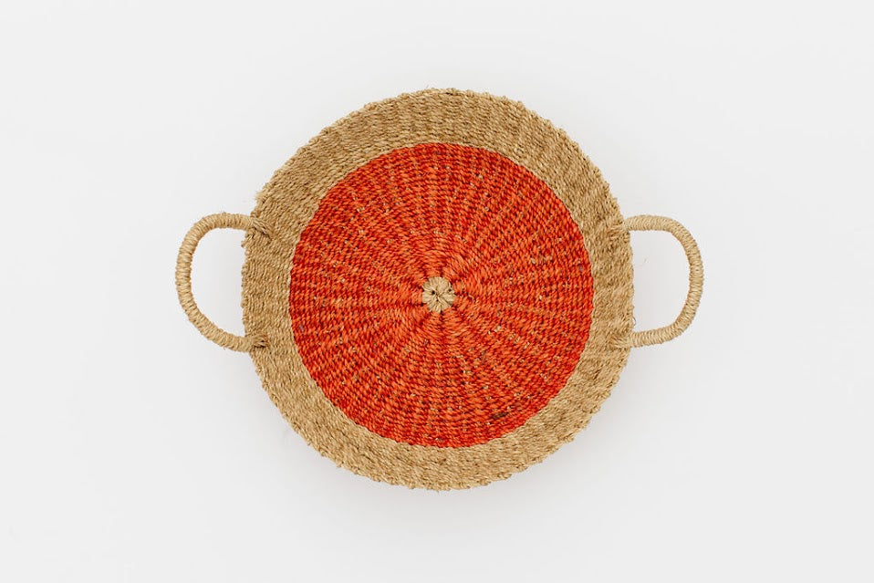 Woven Round Tray I Pink