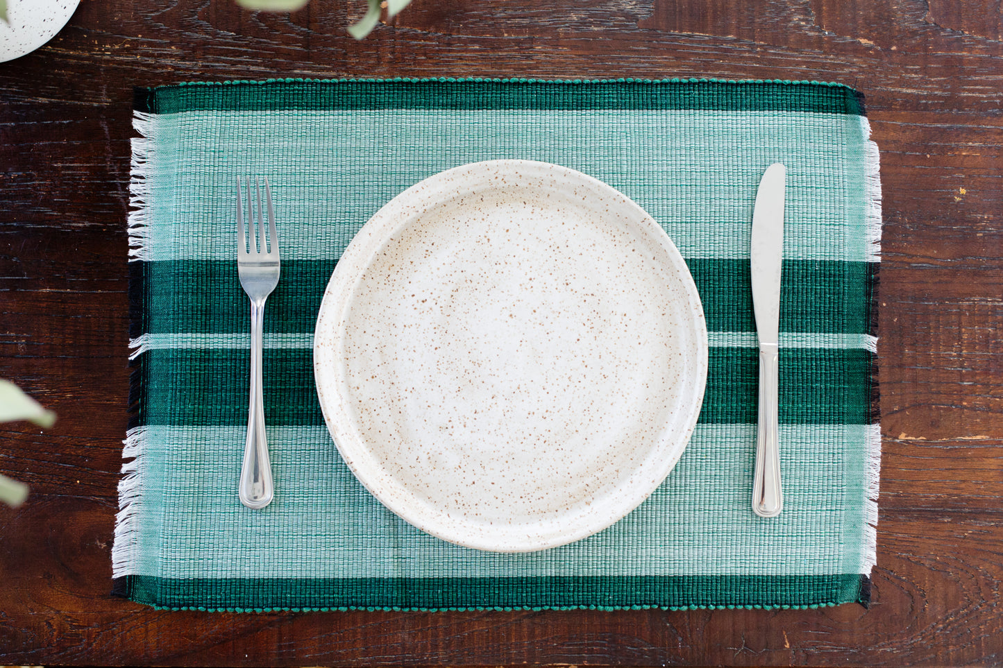 Woven Cotton Dining Placemat | Forrest Green
