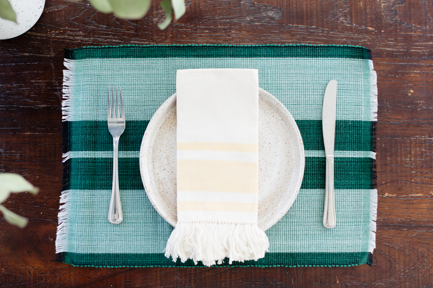 Woven Cotton Dining Placemat | Forrest Green