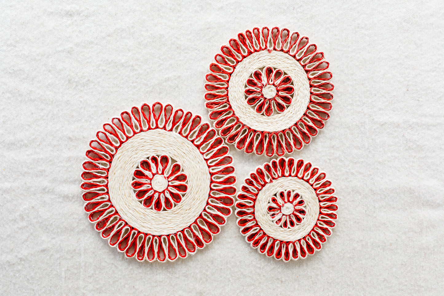 Handwoven Seagrass Placemat | Trivet | Red
