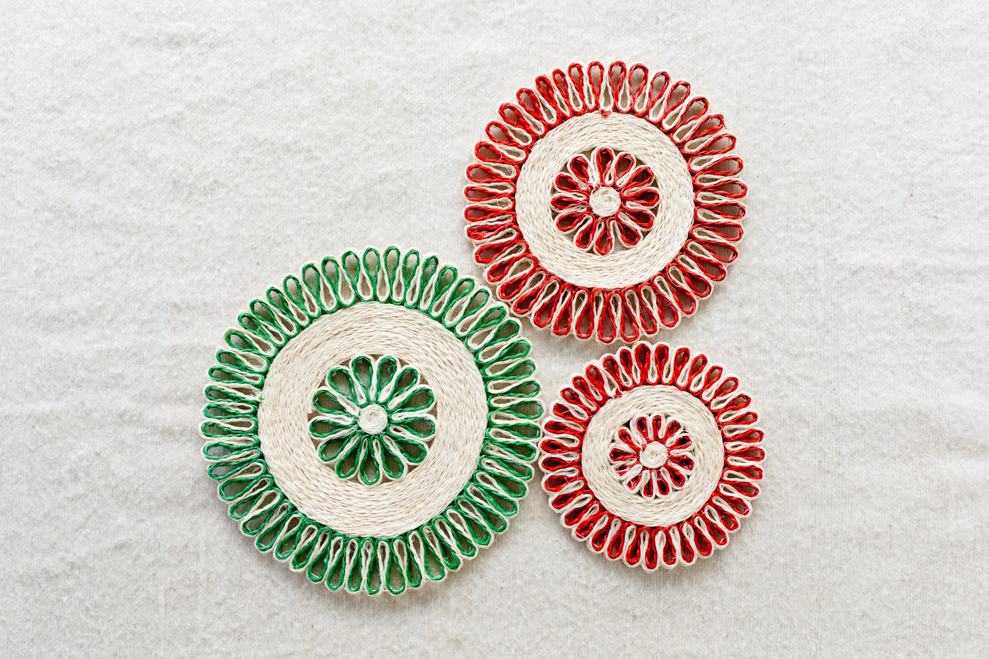 Handwoven Seagrass Placemat | Trivet | Red