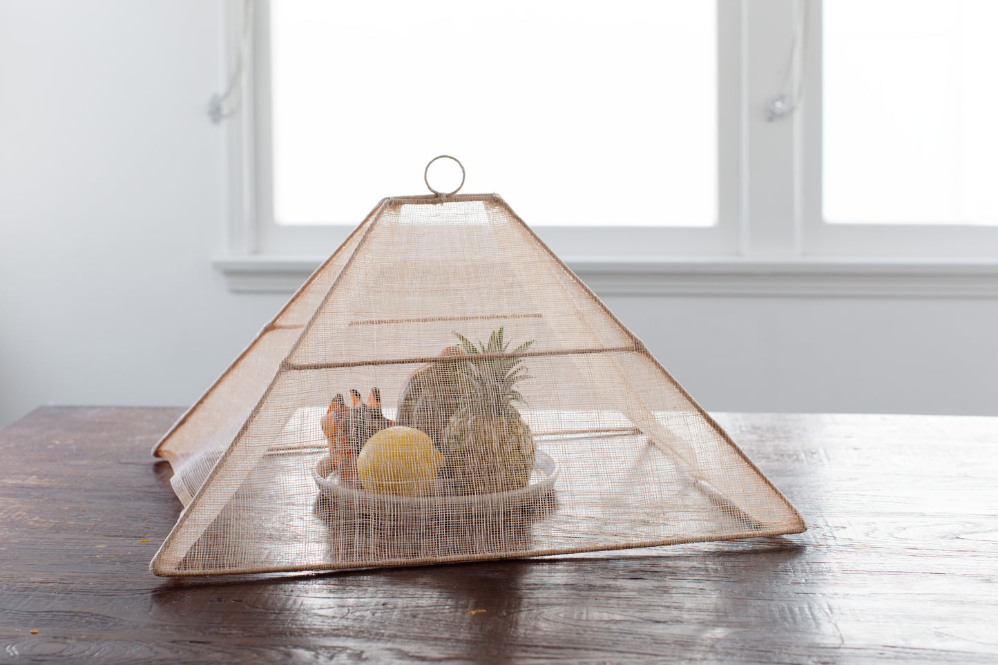 Handmade Collapsible Woven Food Tent | Natural Rose