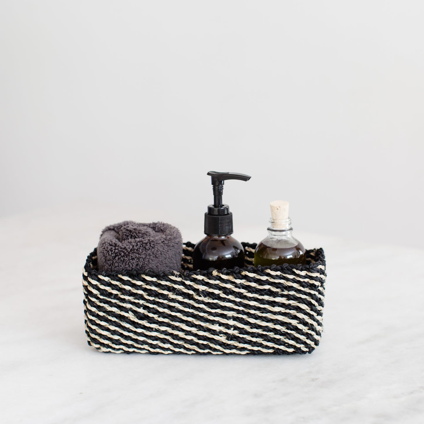 Abaca Storage Tray | Stripe Noir