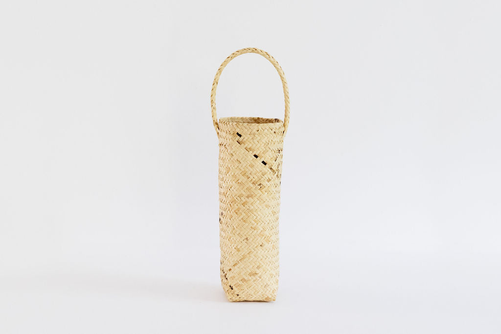 Woven Wine Tote | Water Bottle Holder with Handle