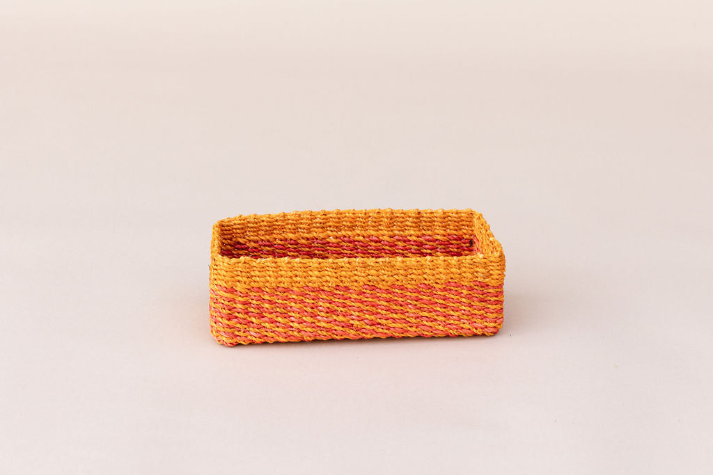 Abaca Storage Tray | Orange Pink