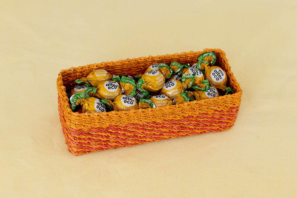 Abaca Storage Tray | Orange Pink