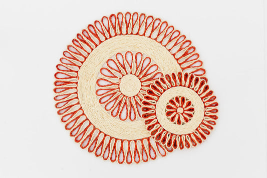 Handwoven Seagrass Placemat  | Trivet |  Red | 10 inches