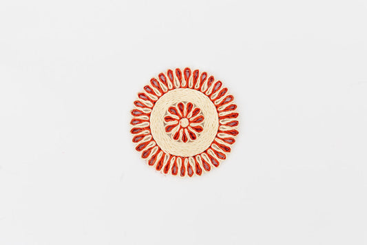 Handwoven Seagrass Placemat  | Trivet |  Red | 8 inches
