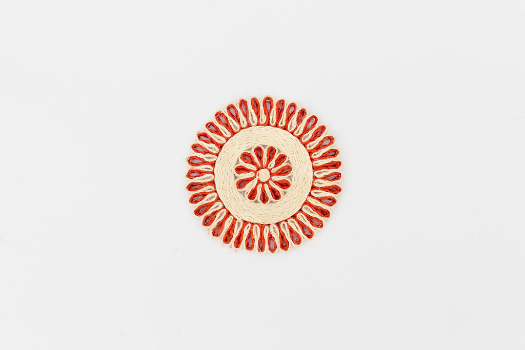 Handwoven Seagrass Placemat  | Trivet |  Red | 12 inches