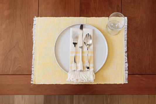 Handwoven Dining Placemat | Pastel Yellow
