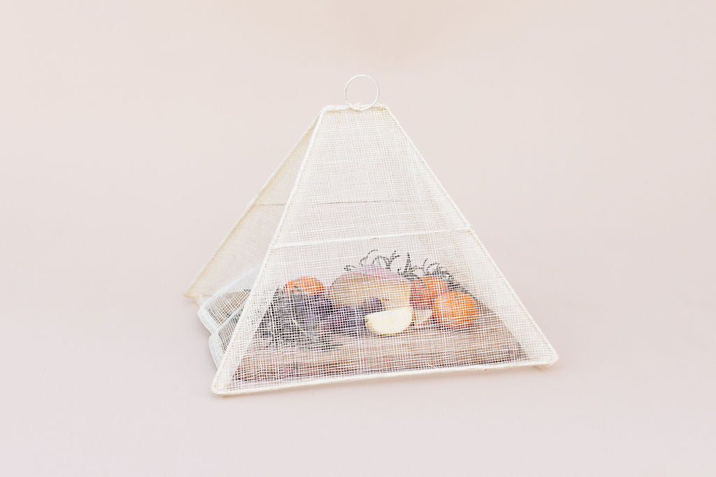 Handmade Collapsible Woven Food Tent | Cream | Mixed Size