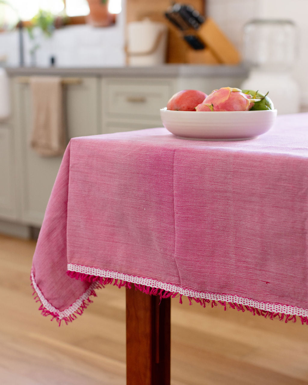Inabel Woven Tablecloth | Pastel Pink