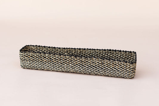 Abaca Long Storage Tray | Stripe Noir