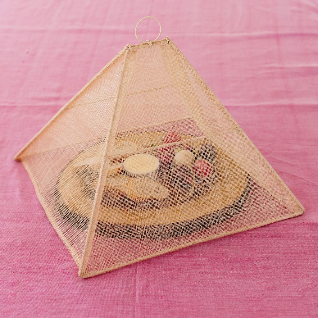 Handmade Collapsible Woven Food Tent | Natural Rose | Small | Set of 2