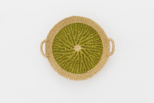 Woven Round Tray I Olive