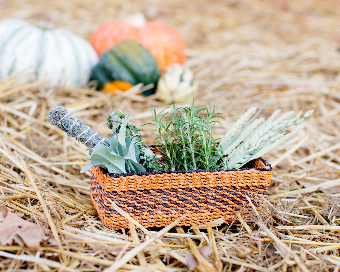 Abaca Storage Tray | Orange + Brown