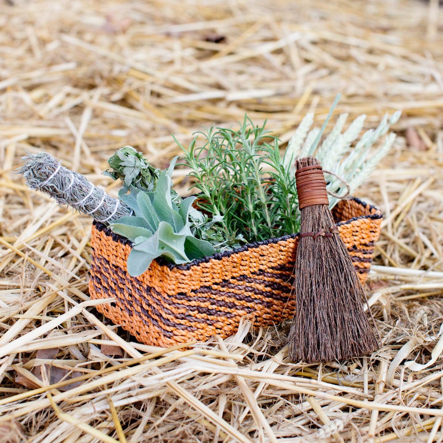 Abaca Storage Tray | Orange + Brown