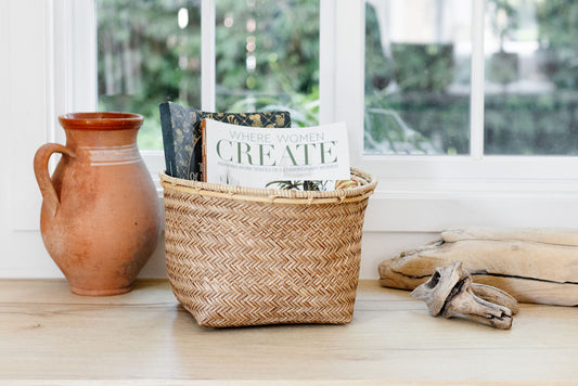 Storage Organizer with Rattan Rim